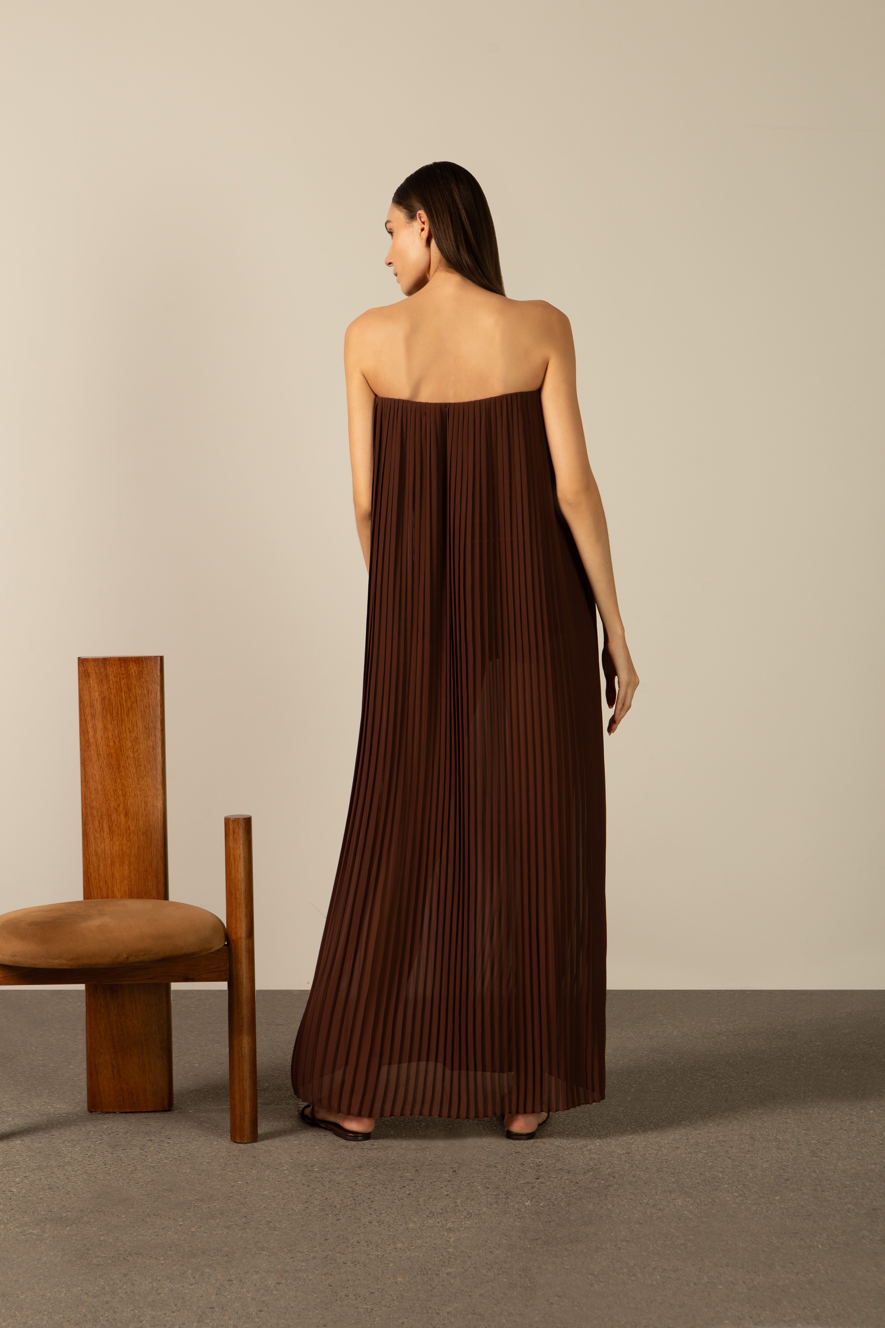 Vestido Plissado Longo Noblesse