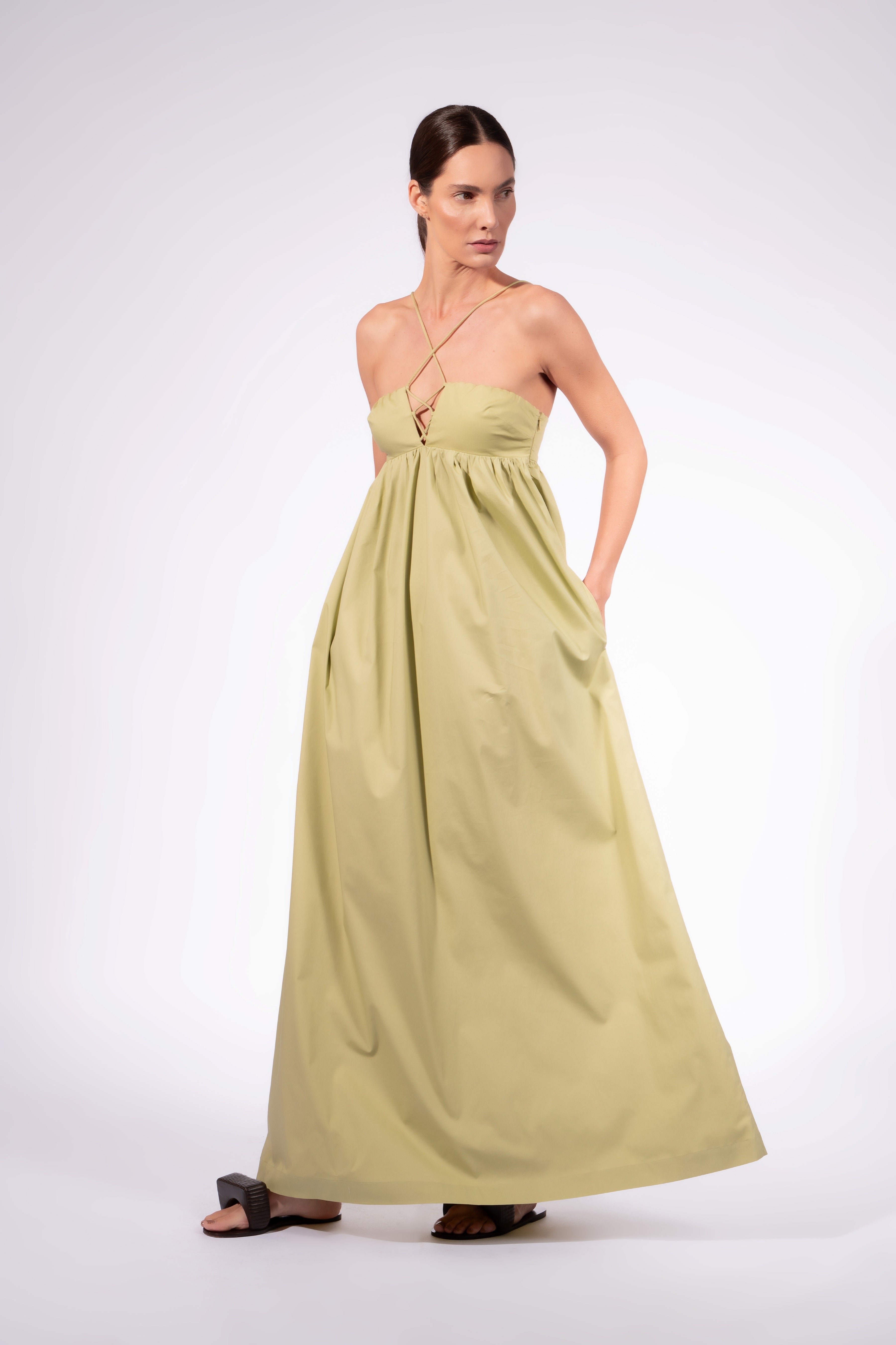 Vestido Longo Tiras Lisos