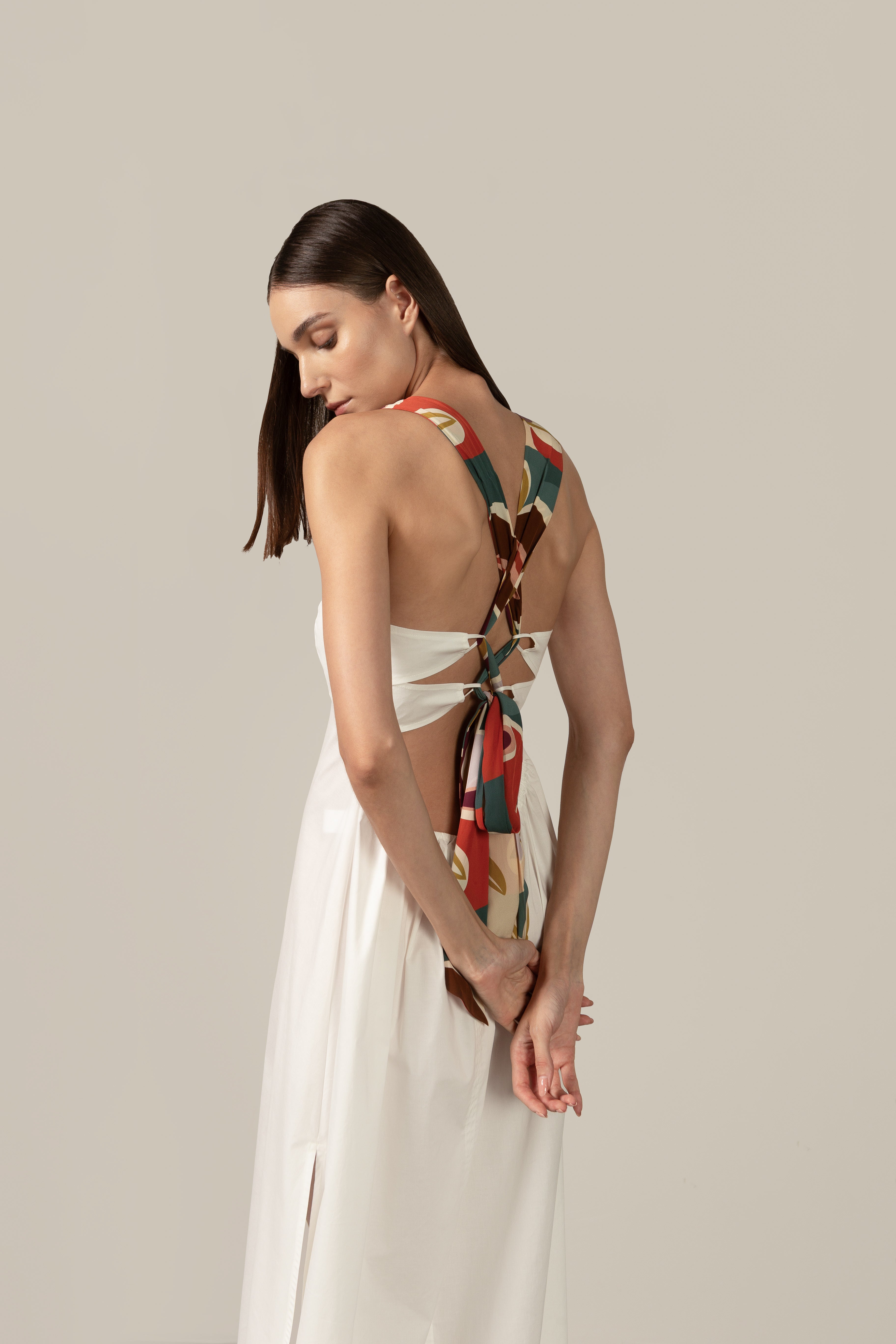 Vestido Longo Com Fenda Lateral Floral Organic