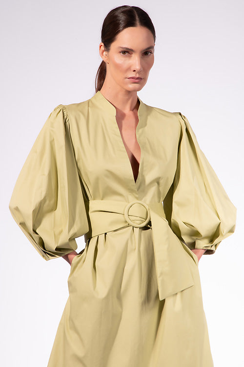 Vestido Midi Com Cinto Baleares Liso