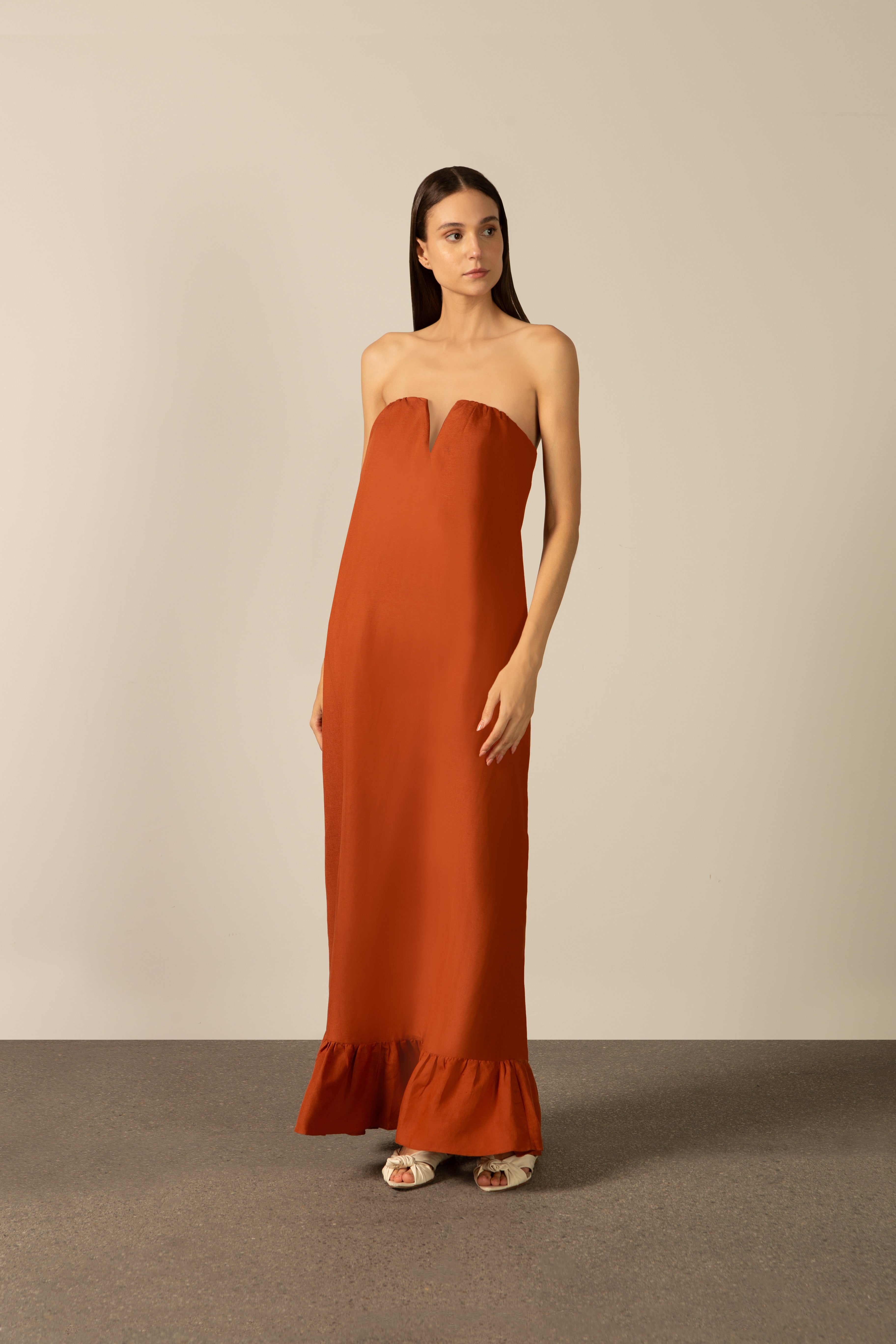 Vestido Longo Tomara que Caia Linho