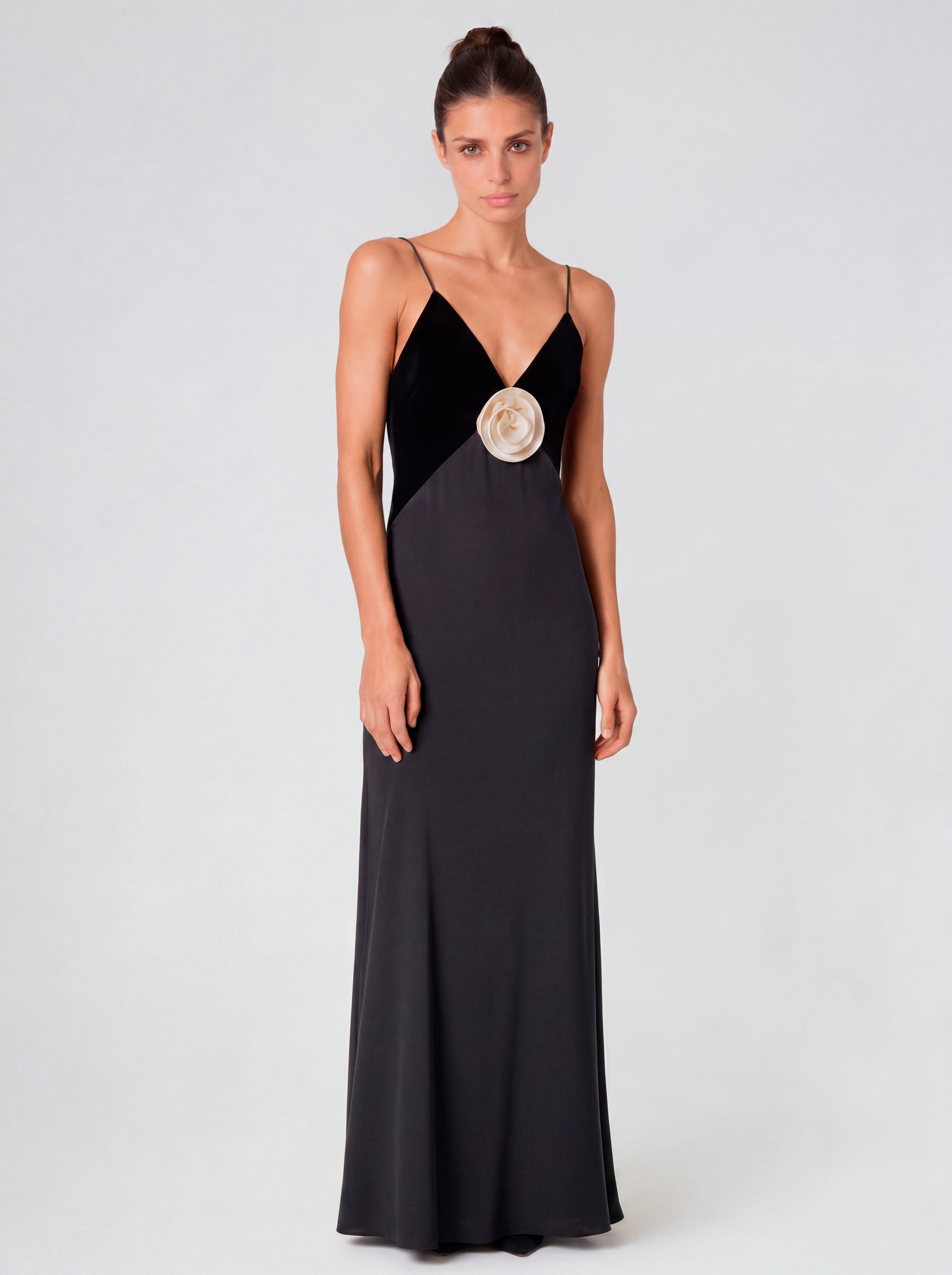 Vestido Longo Alças Detalhe Flor Full Bloom