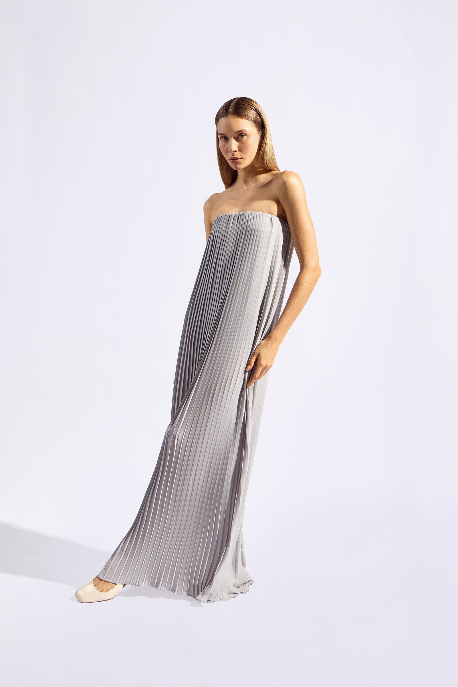 Vestido Plissado Longo Noblesse