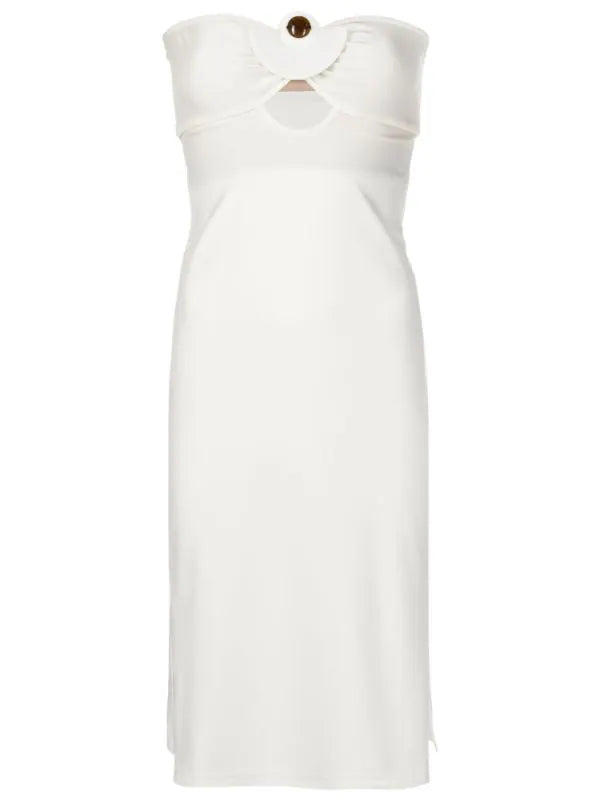 Vestido Midi Com Fendas Detalhe Aplicado