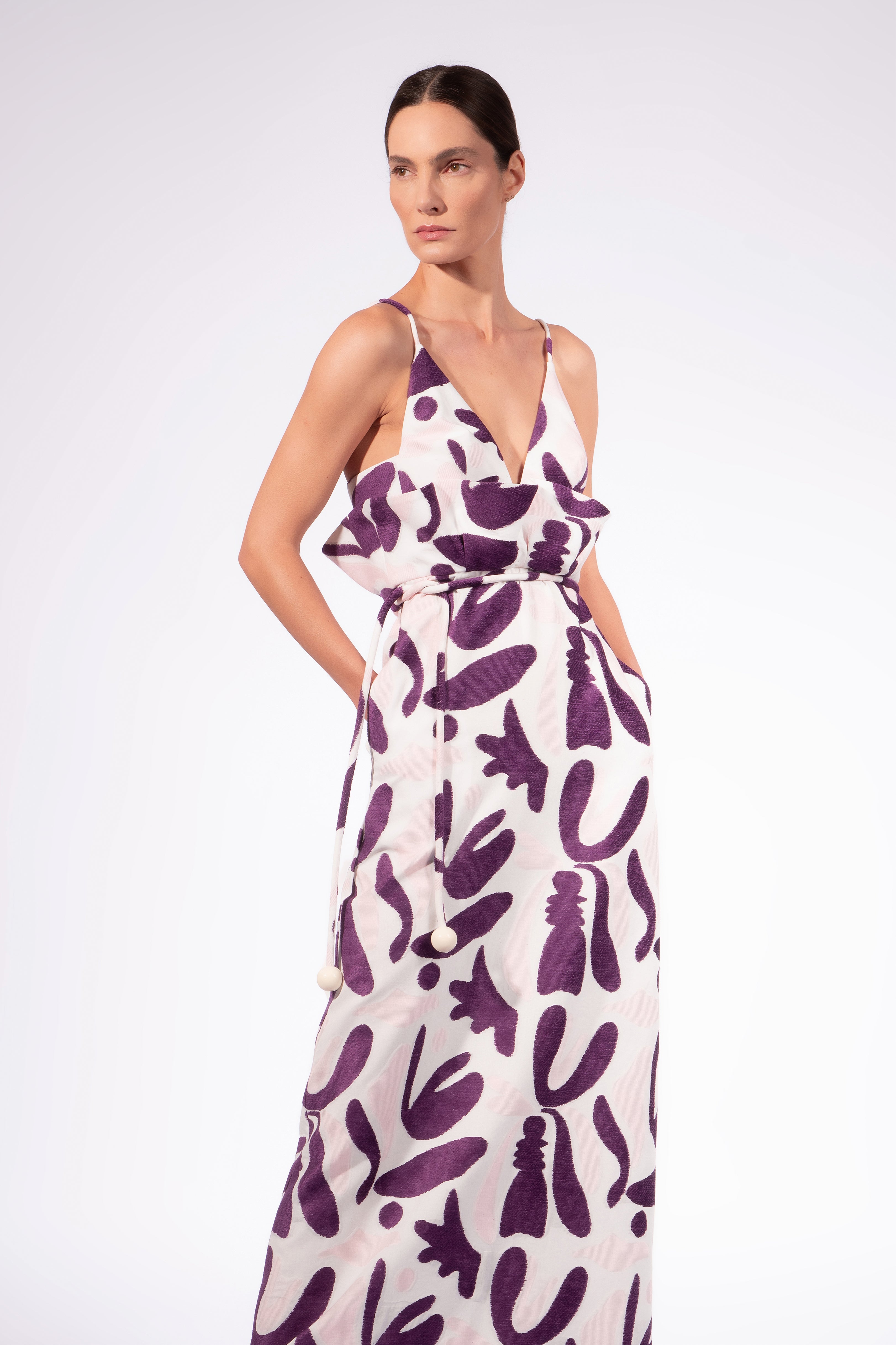 Vestido Longo Jacquard Bold Floral