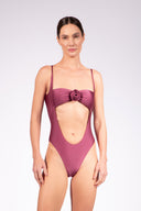Maillot Recorte Detalhe Flor Liso