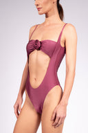 Maillot Recorte Detalhe Flor Liso