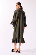 Vestido Midi Raglan Babados Lisos