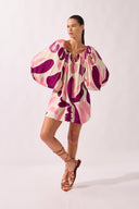 Vestido Curto Manga Bufante Bold Floral