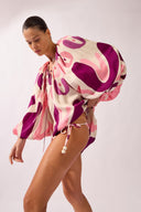 Vestido Curto Manga Bufante Bold Floral