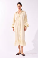 Vestido Midi Raglan Babados Lisos