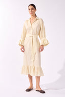 Vestido Midi Raglan Babados Lisos