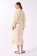 Vestido Midi Raglan Babados Lisos