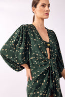 Camisa Longa De Amarrar Green Pois