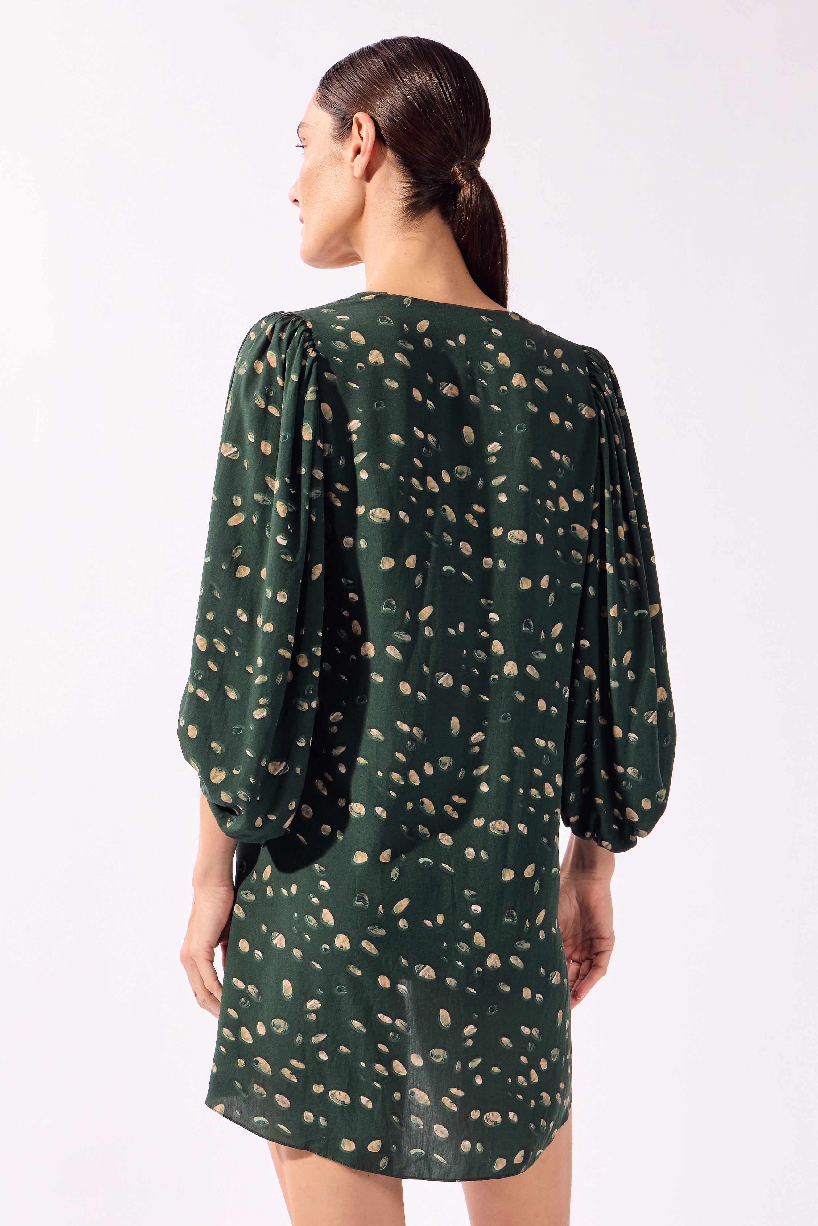 Camisa e Biquini Longa De Amarrar Green Pois