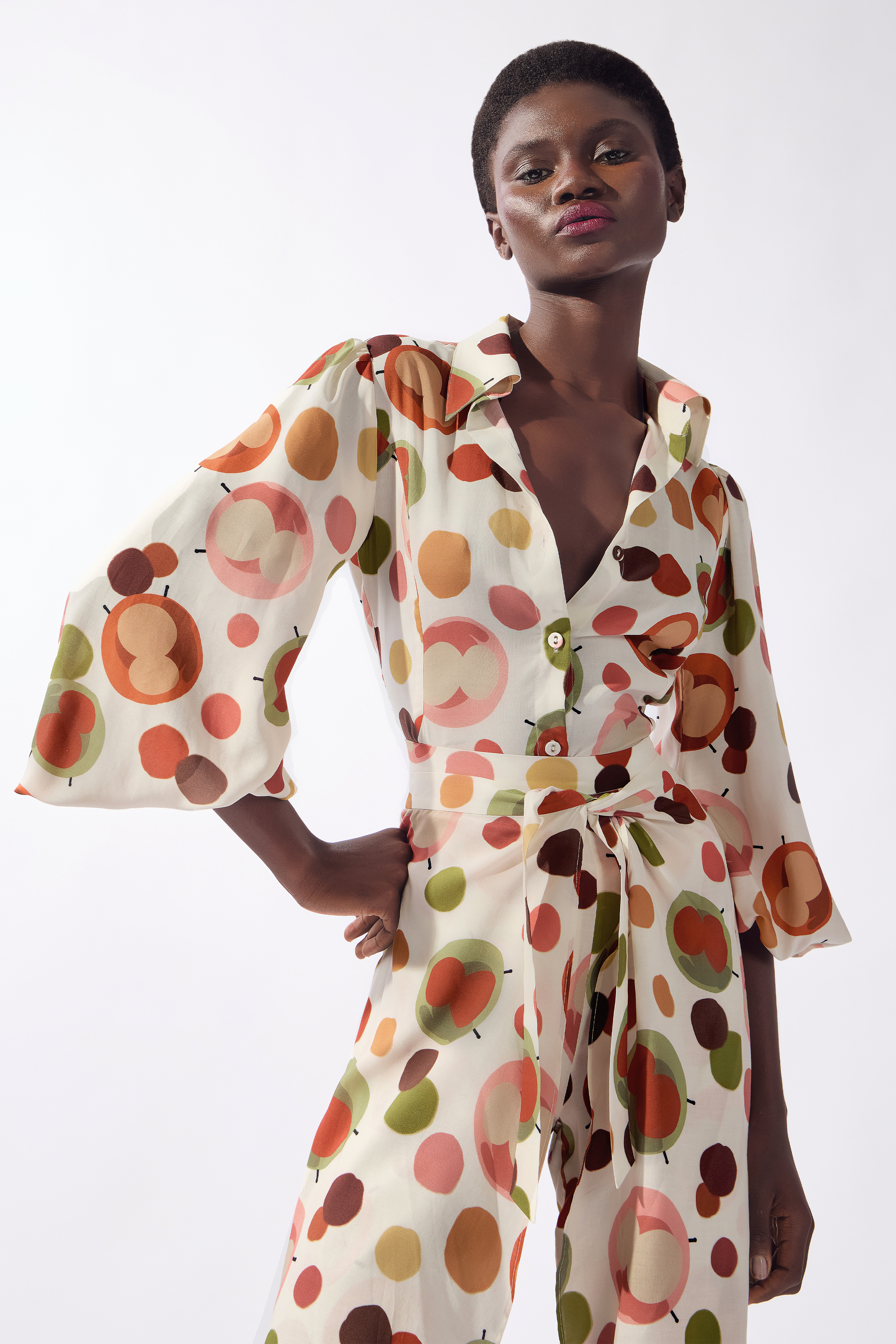 Camisa Manga Bufante Lina Pois