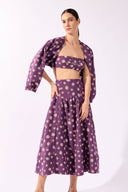 Saia Midi Recortes Jacquard Lina Pois