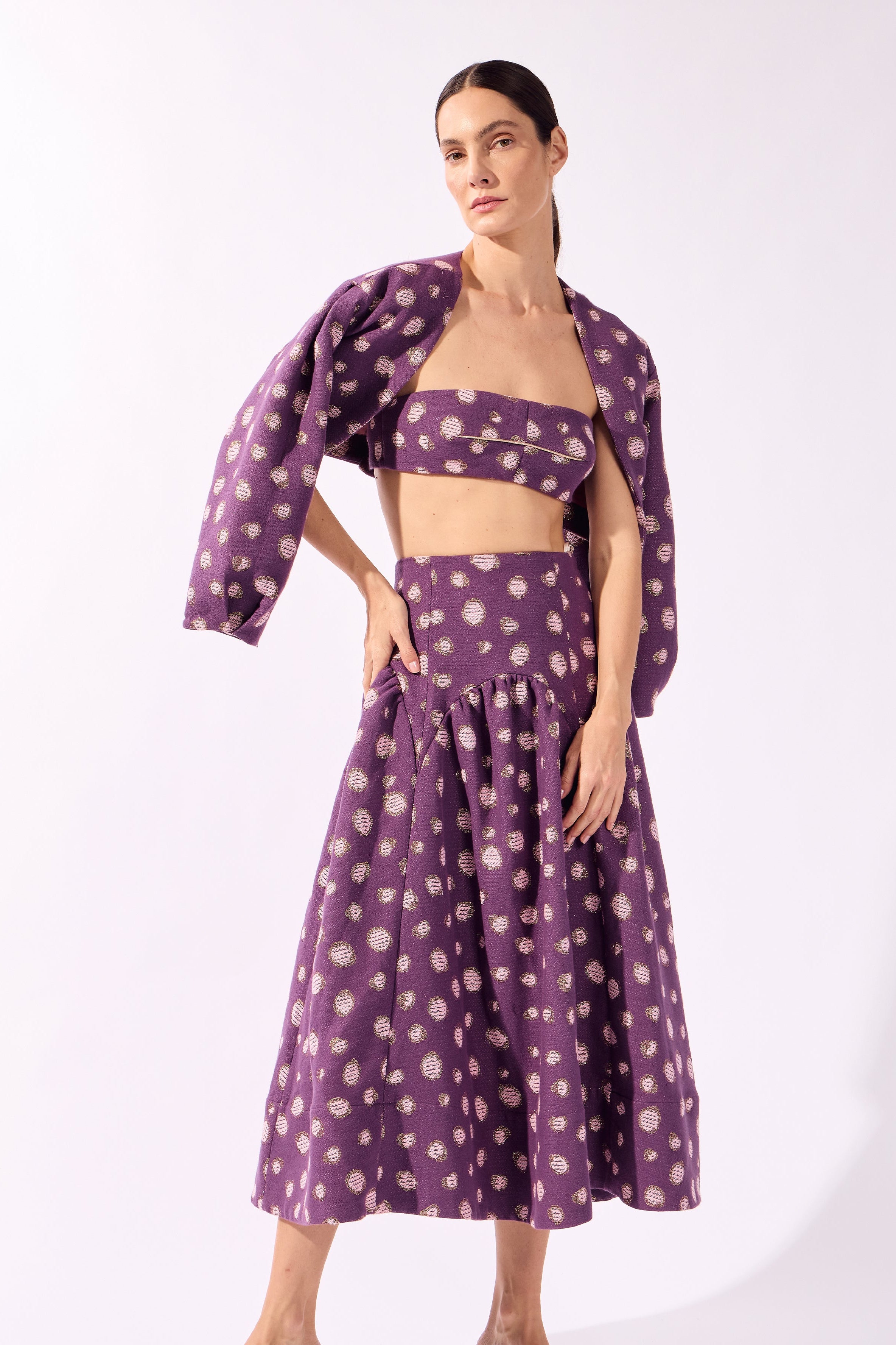 Top Tomara que Caia Jacquard Lina Pois