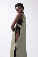 Vestido Longo Com Abertura Laterais Liso
