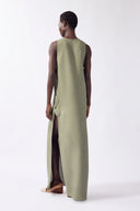 Vestido Longo Com Abertura Laterais Liso