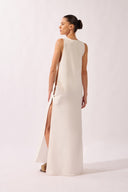 Vestido Longo Com Abertura Laterais Liso
