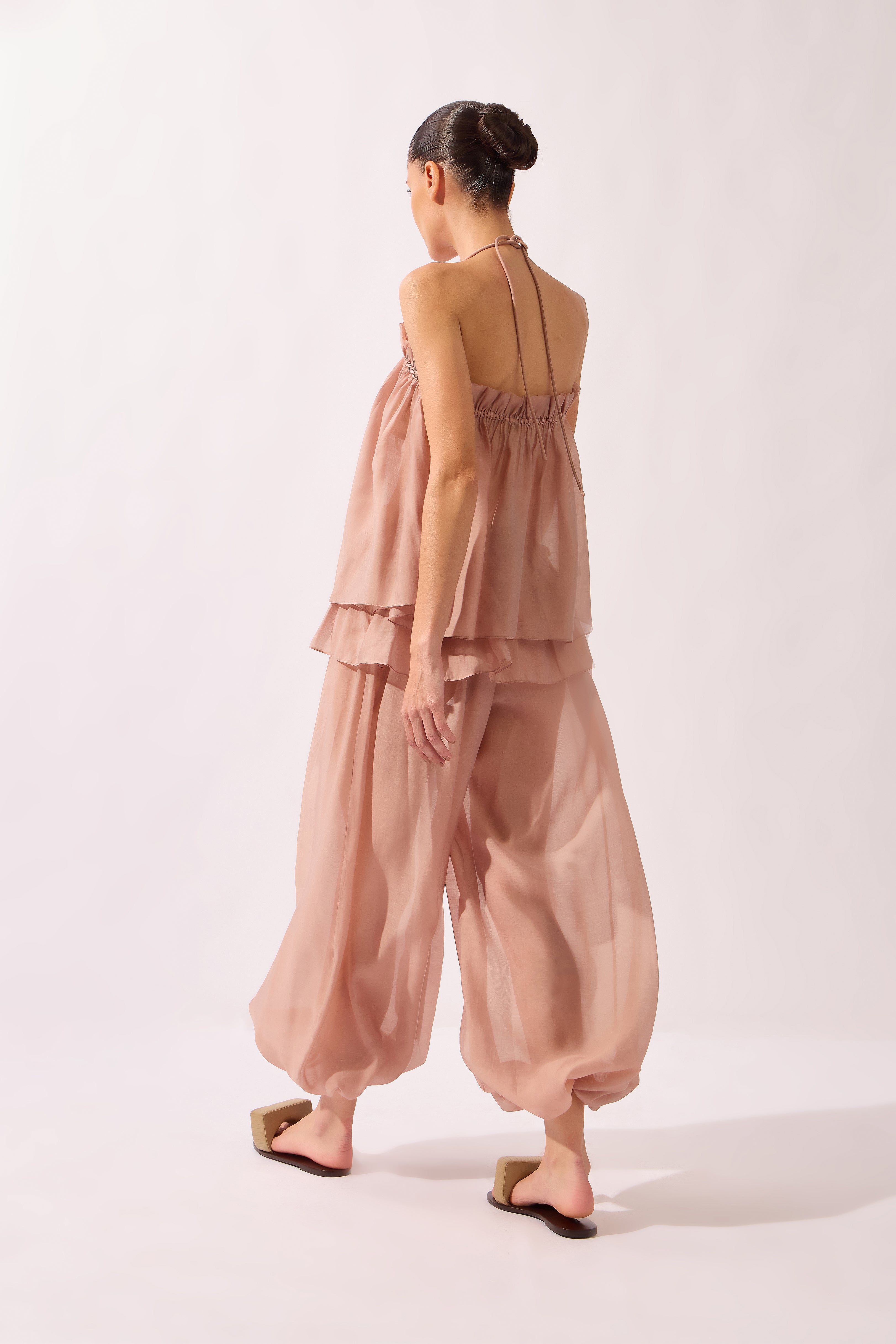 Calça Peplum Camadas Alpine Flower Liso