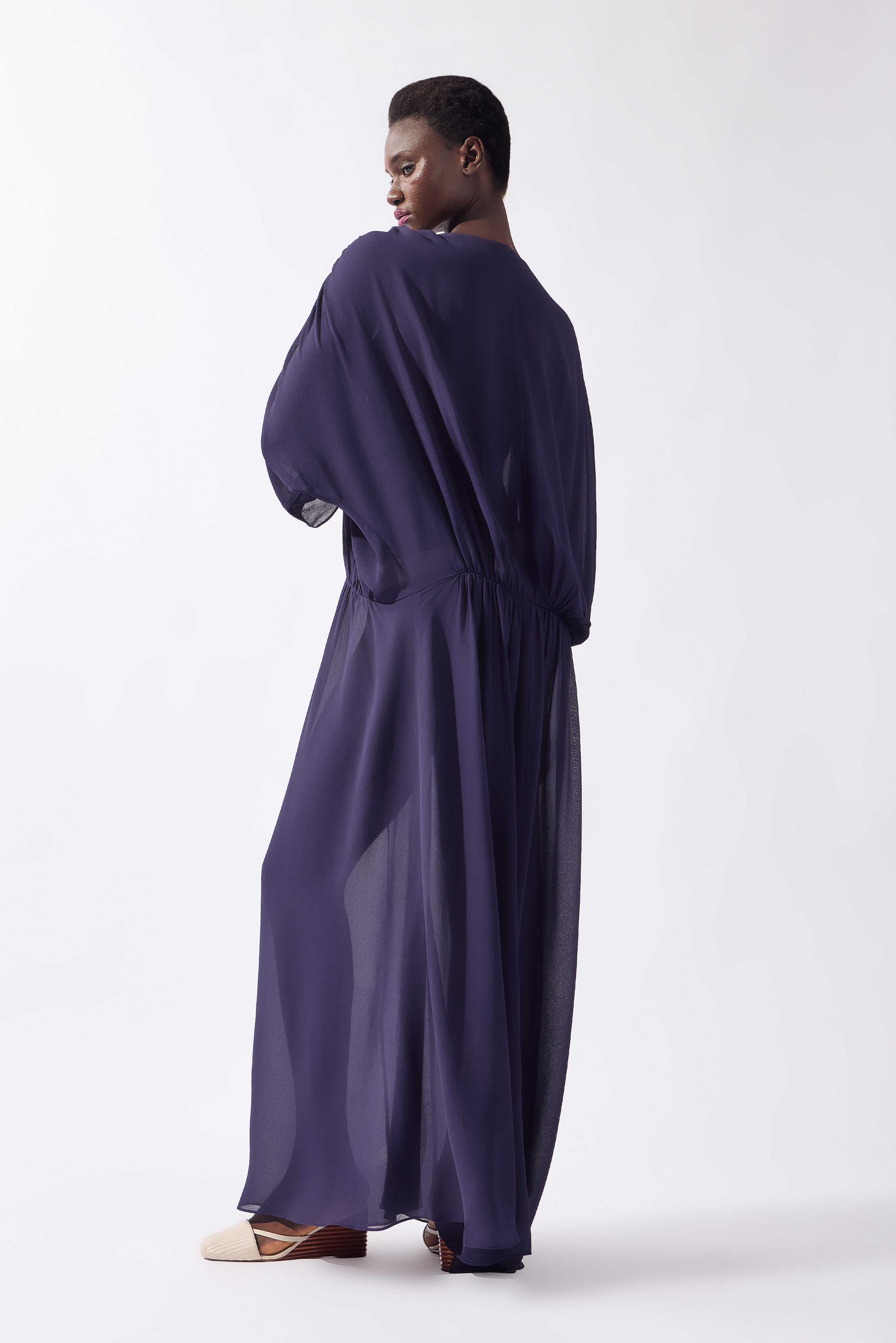 Vestido Longo Drapeado Arabesque Liso