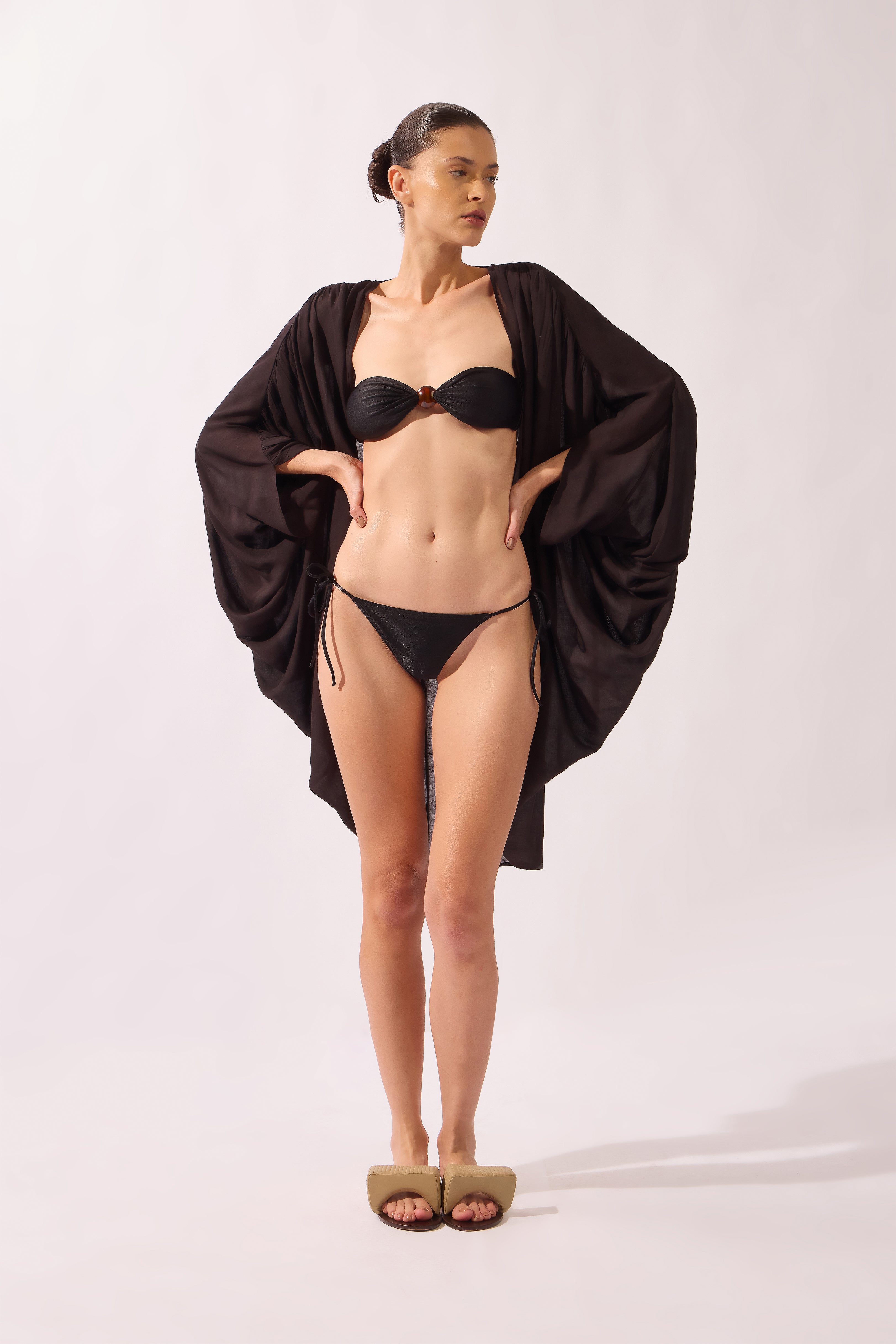 Biquini Detalhe Bola Pois e Foliage Lisos