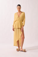 Vestido Midi Com Fenda Lisos