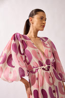 Vestido Longo Manga Bufante Bold Floral