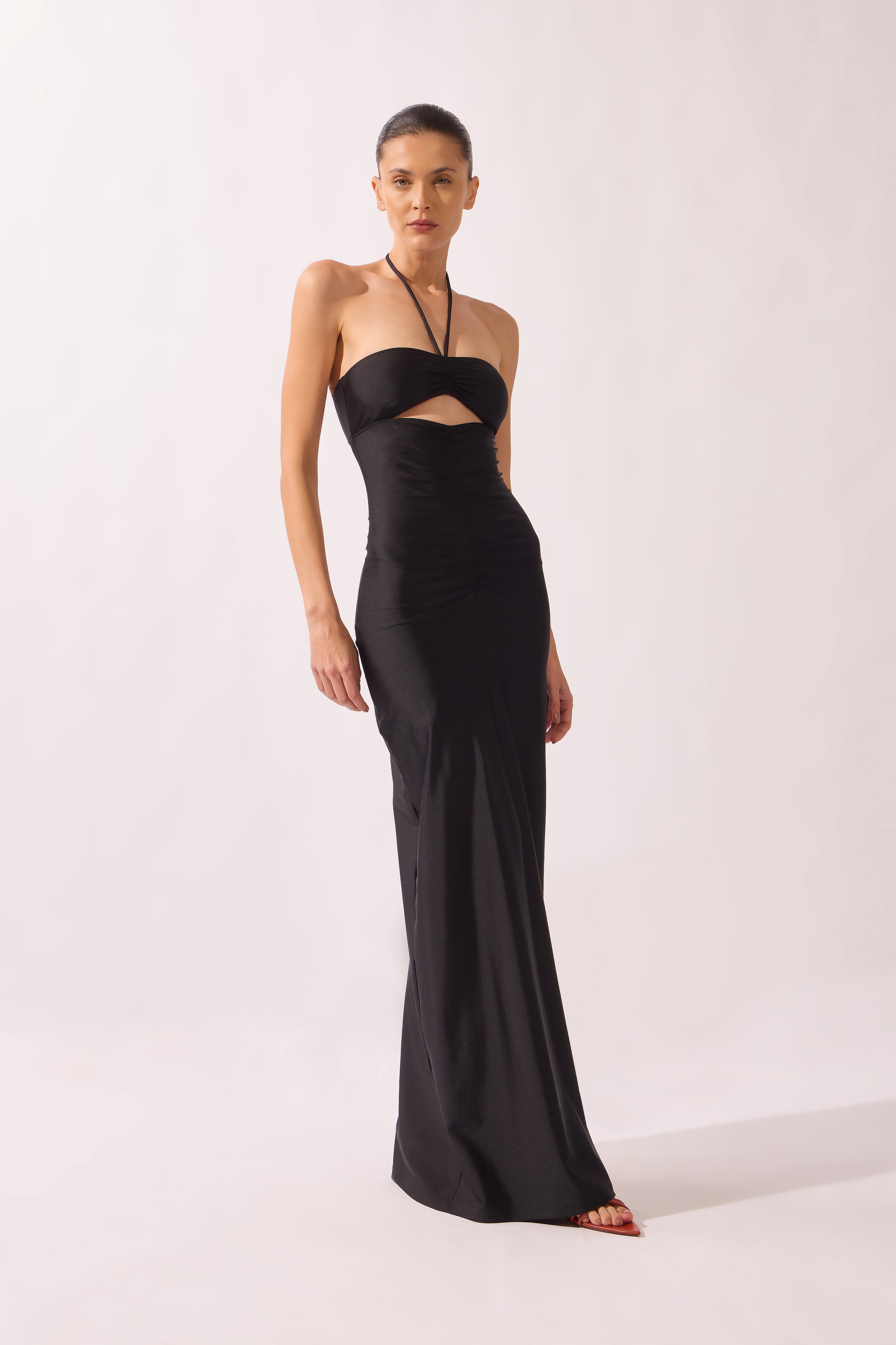 Vestido Longo Franzido Bold Noir