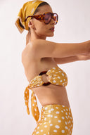 Biquini Hot Pants Tomara que Caia Yellow Pois