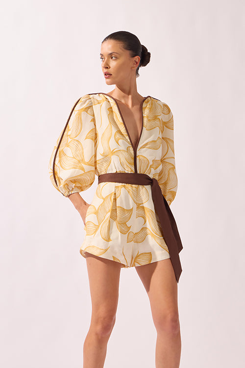 Playsuit Decote V Line Foliage