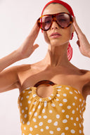 Maillot Tomara que Caia Argola Yellow Pois