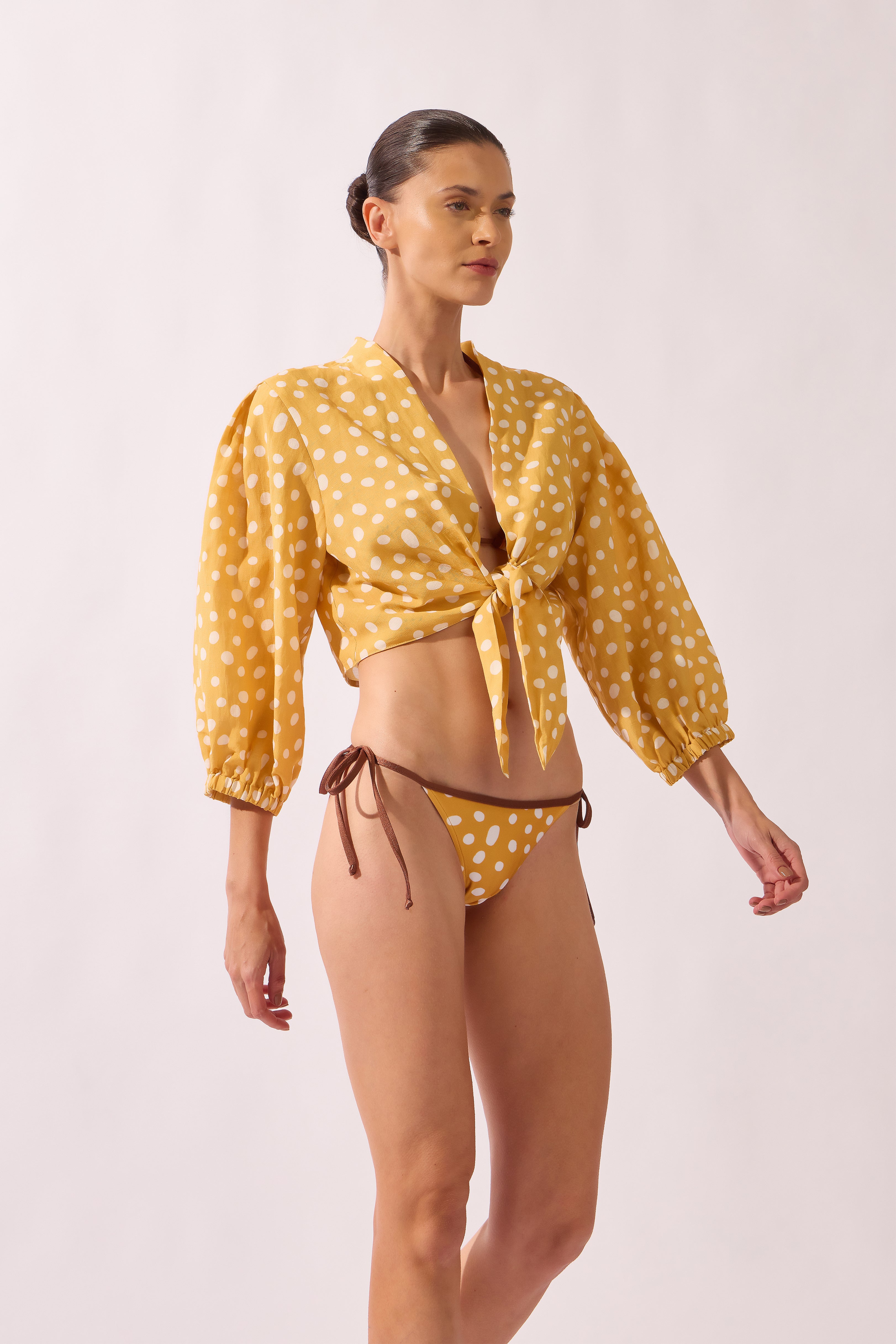 Blusa De Amarrar Yellow Pois