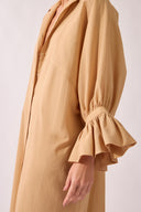 Vestido Midi Raglan Babados Lisos