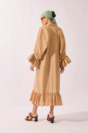 Vestido Midi Raglan Babados Lisos