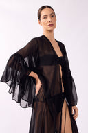 Robe Longo Manga Babado Lisos