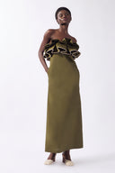 Vestido Longo Babados Lina Pois Lisos