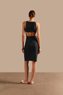 Vestido Midi Com Detalhe Vazado Lisos AD