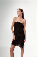Vestido Curto Tomara que Caia Com Fenda Mix Pois