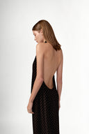 Vestido Frente Unica Decote V Mix Pois