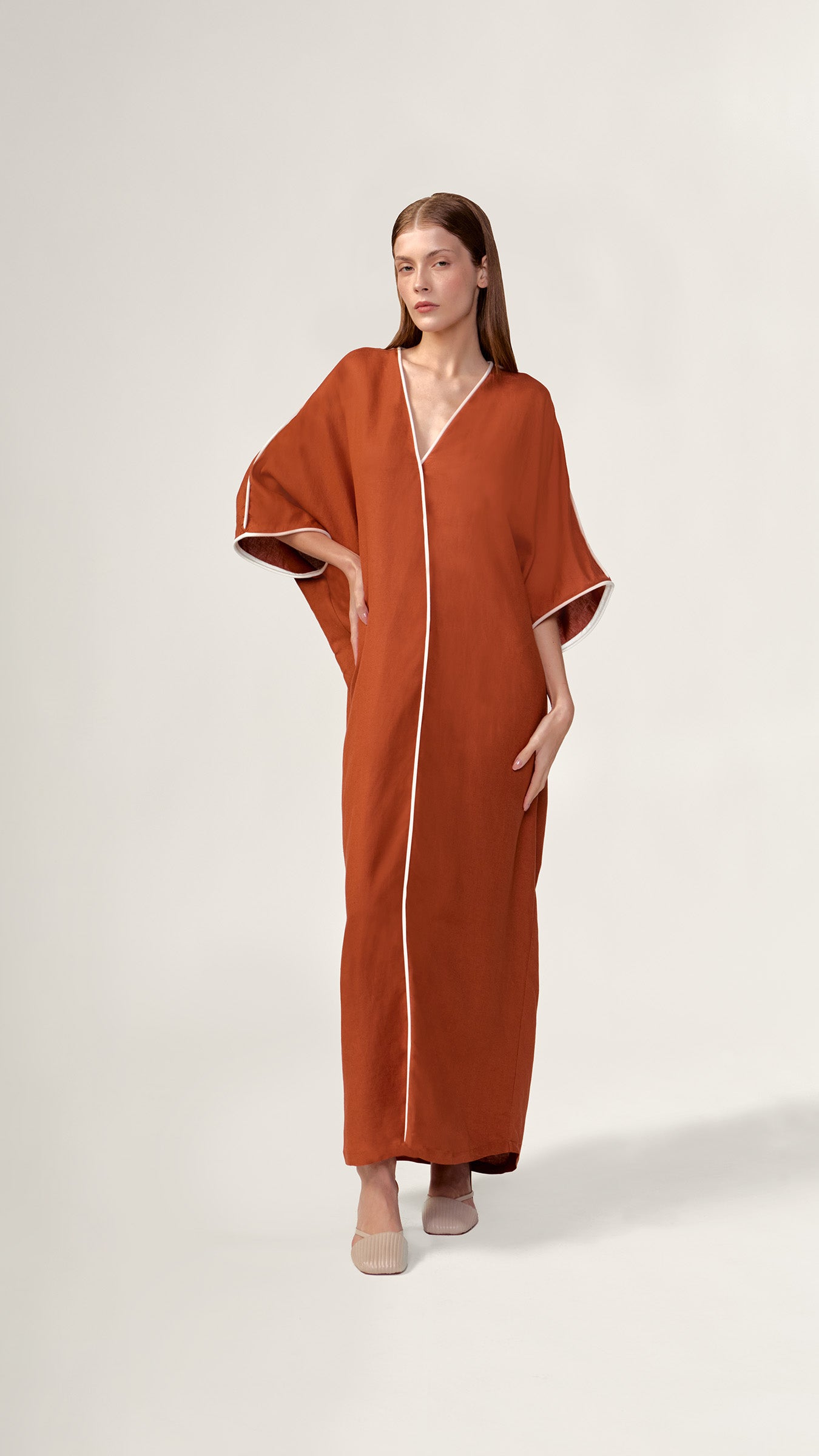 Kaftan Longo Decote V Bicolor