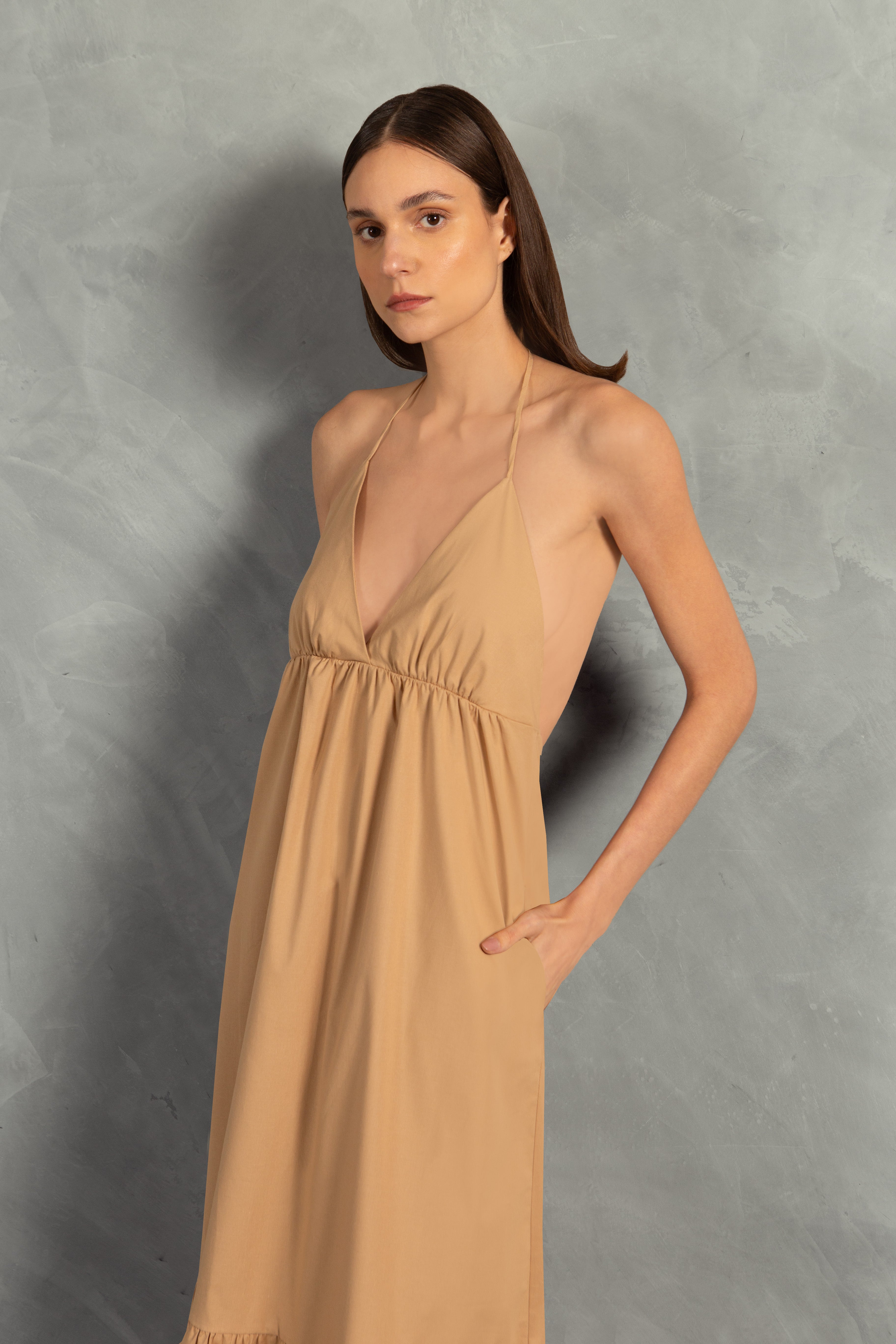 Vestido Longo com Babados Giardino Liso