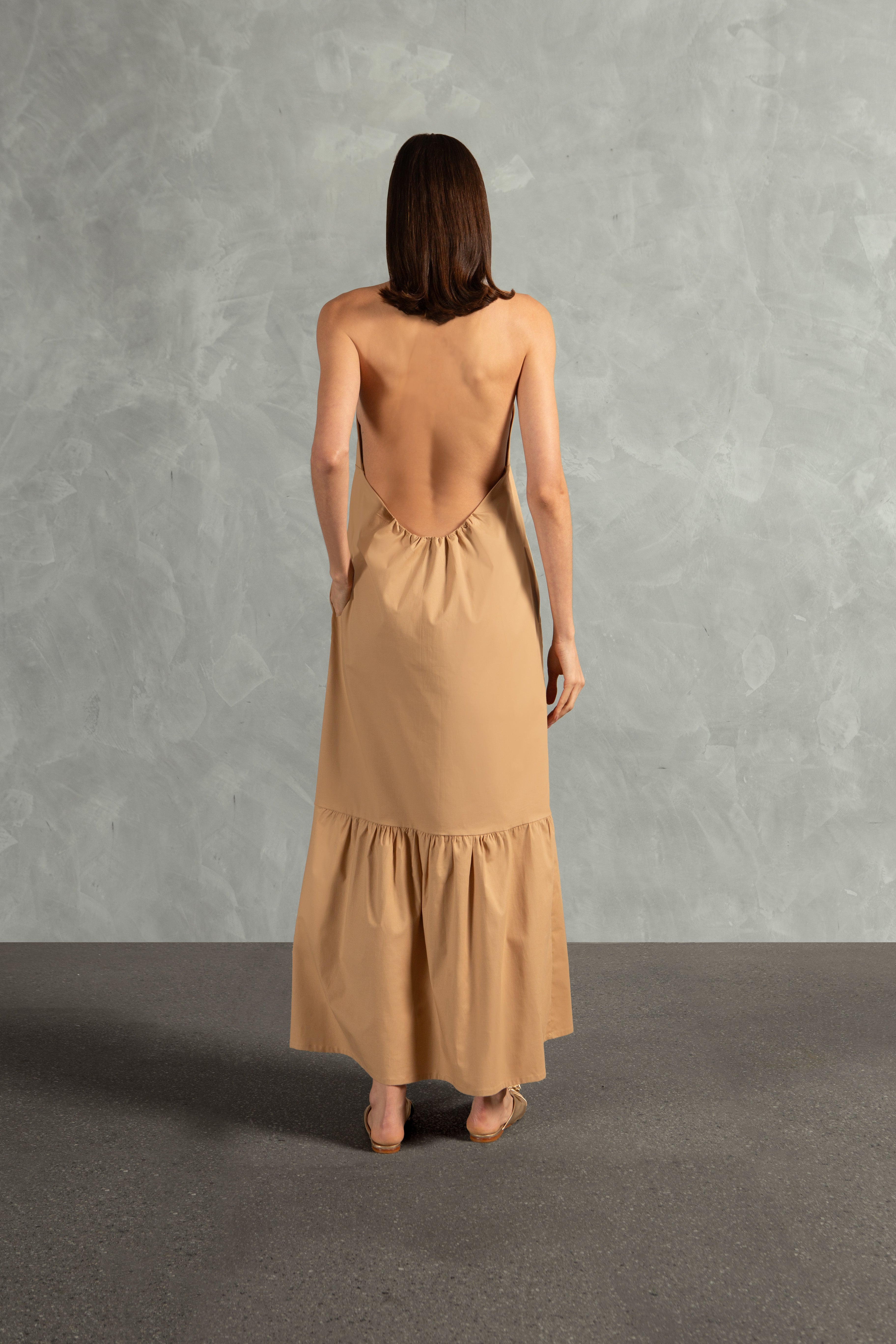 Vestido Longo com Babados Giardino Liso