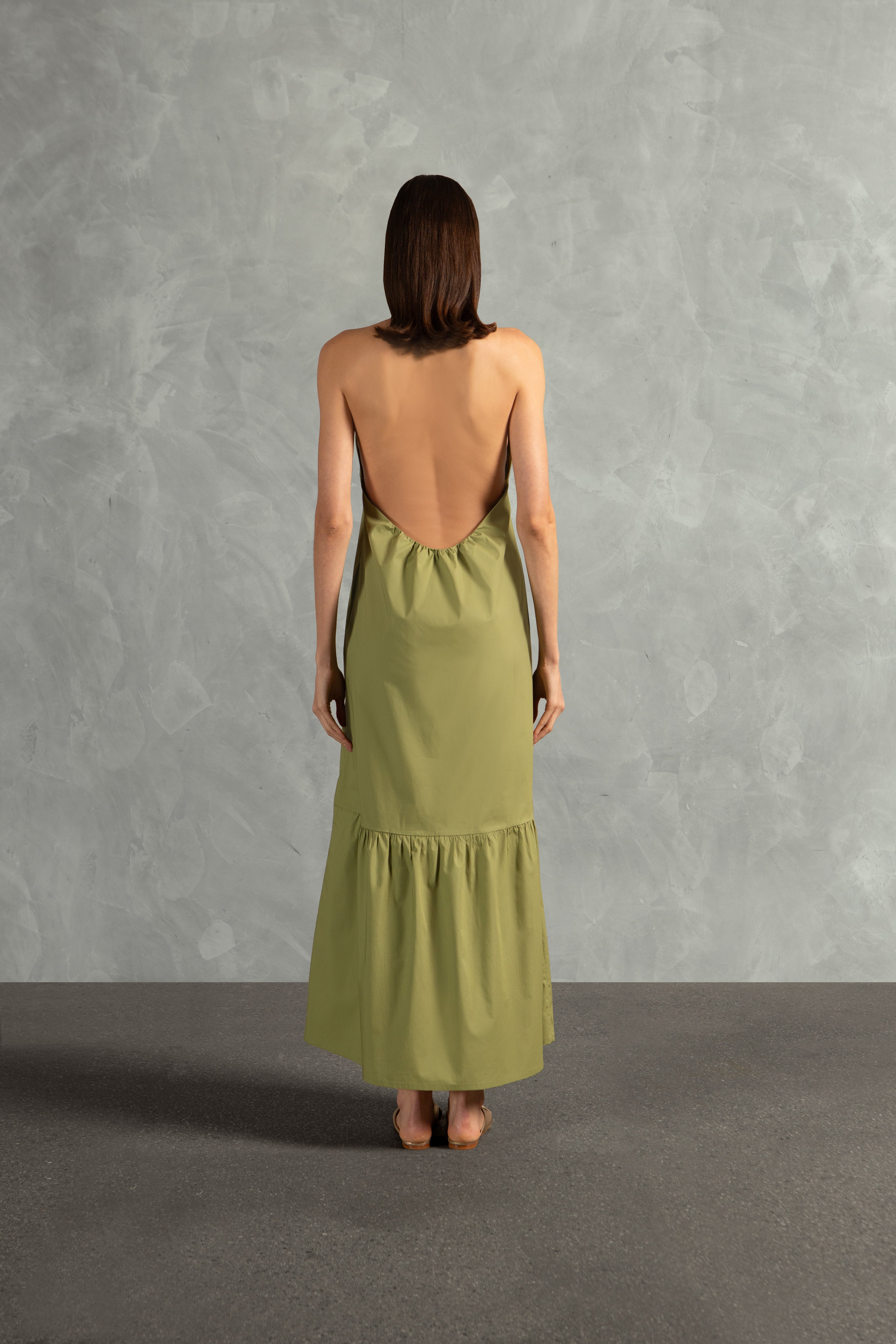 Vestido Longo com Babados Giardino Liso