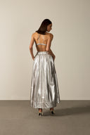 Conjunto Top E Saia Metalizado Coquille Shine