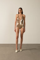 Maillot Decote V Coquille Shine