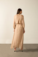 Vestido Longo Manga Bufante Coquile De Mer