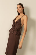 Vestido Alças Peplum Lisos
